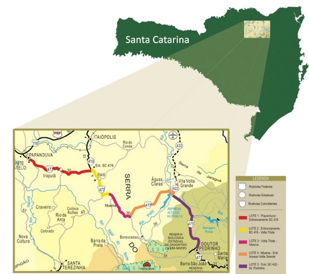 Pavimentação-4 - Mapa das obras nas respectivas rodovias