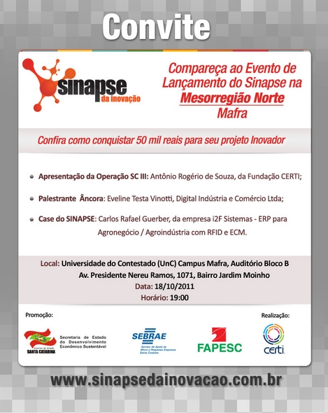 Programa Sinapse da Inovação Operação SC III será apresentado amanhã em Mafra
