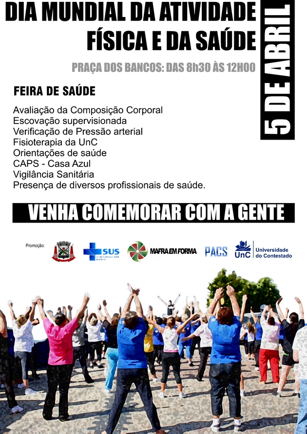 Dias da Saúde e da Atividade Física serão comemorados com Feira de Saúde