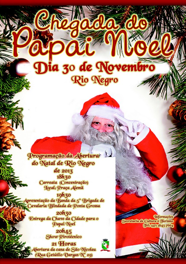 Chegada do Papai Noel marca a abertura da programação de Natal em Rio Negro