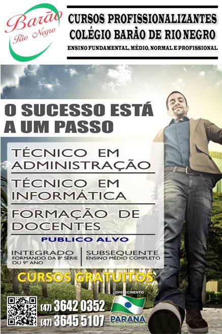 Abertas as inscrições para cursos técnicos gratuitos em Rio Negro