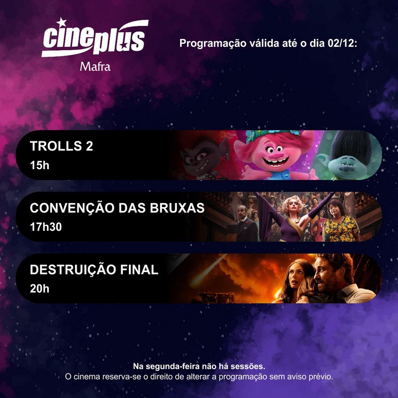 Programação de filmes no Cineplus Emacite