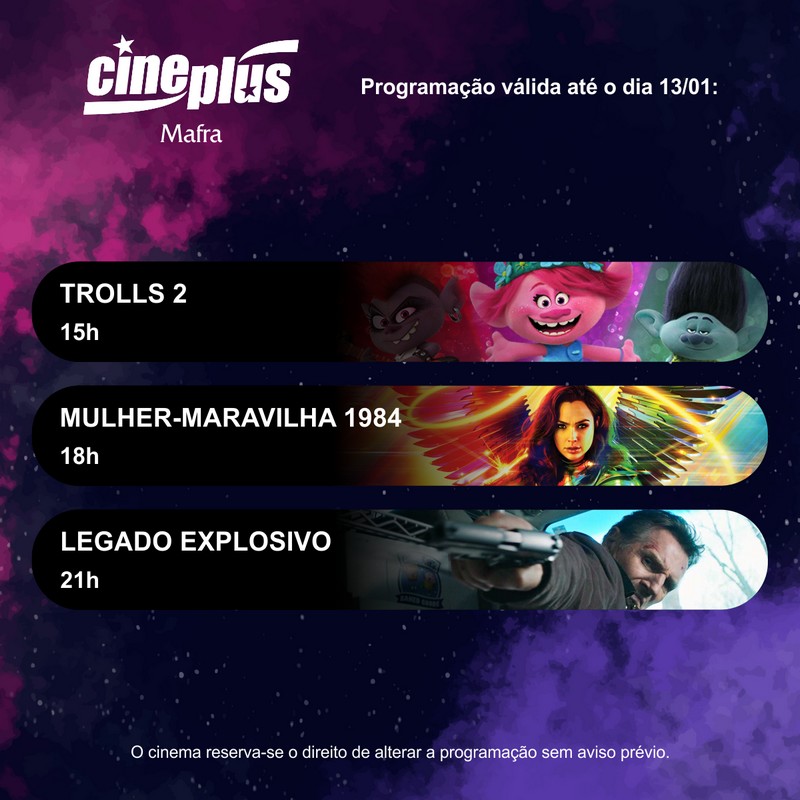 Programação de filmes no Cineplus Emacite