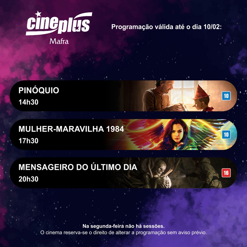 Programação de filmes no Cineplus Emacite