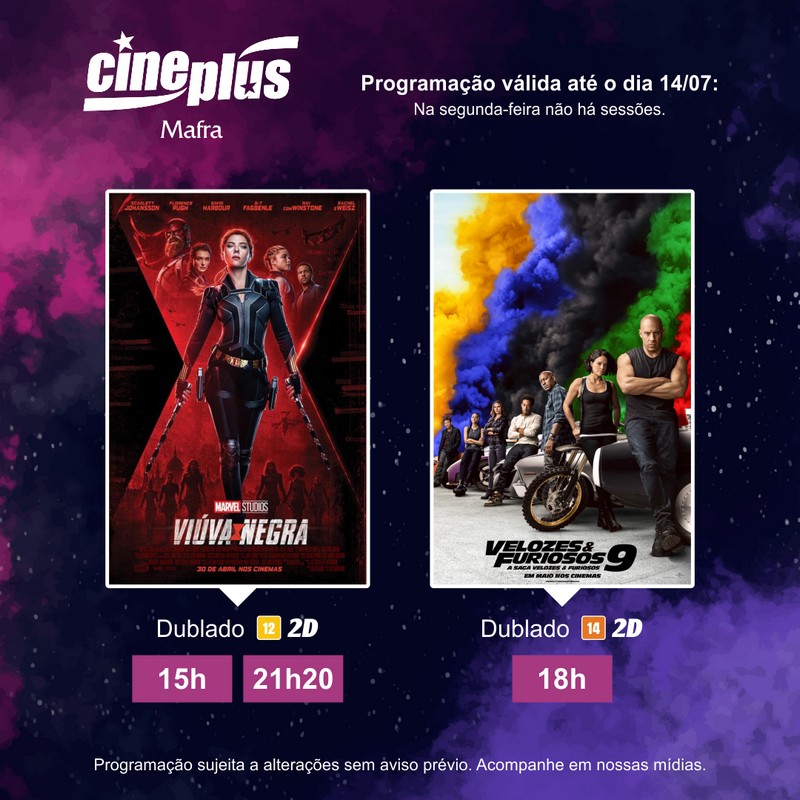 Programação de filmes no Cineplus Emacite