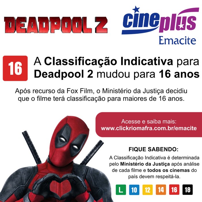 Classificação Indicativa para Deadpool 2 mudou para 16 anos