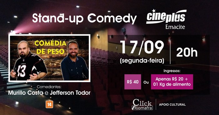 Show de Stand-up no Cineplus Emacite com os comediantes Jefferson Todor e Murillo Costa