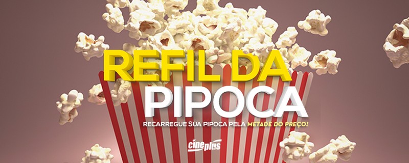 Recarregue a sua embalagem de pipoca e pague a metade do preço