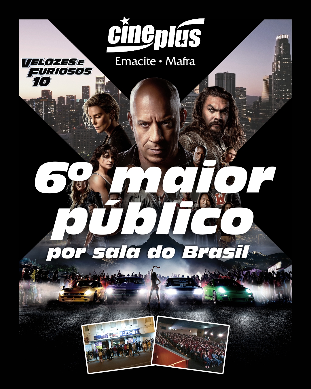 Cineplus Emacite é o 6º maior público de Velozes e Furiosos 10 por sala do Brasil