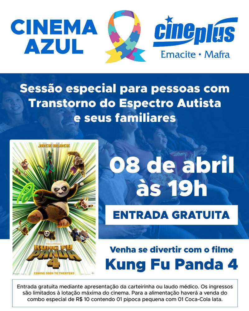 Cineplus Emacite terá sessão especial para pessoas com autismo