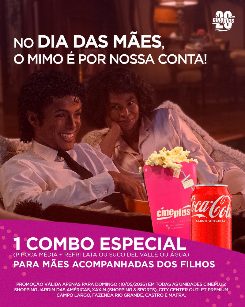 Rede Cineplus cria promocao para o Dia das Maes com voucher de combo especial