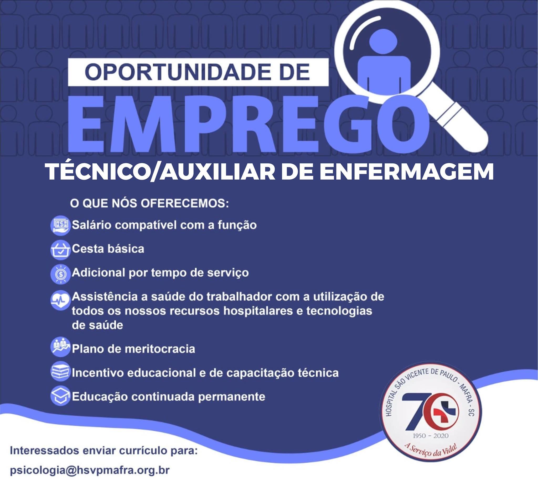 Hospital de Mafra abre vaga para técnico auxiliar de enfermagem