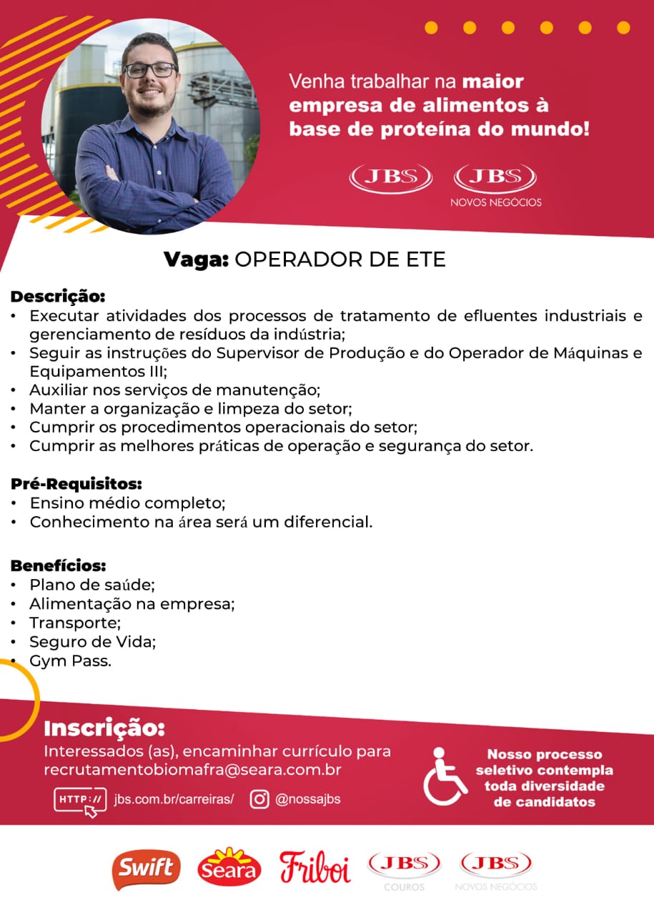 JBS Biodiesel de Mafra está contratando; confira as vagas (2)
