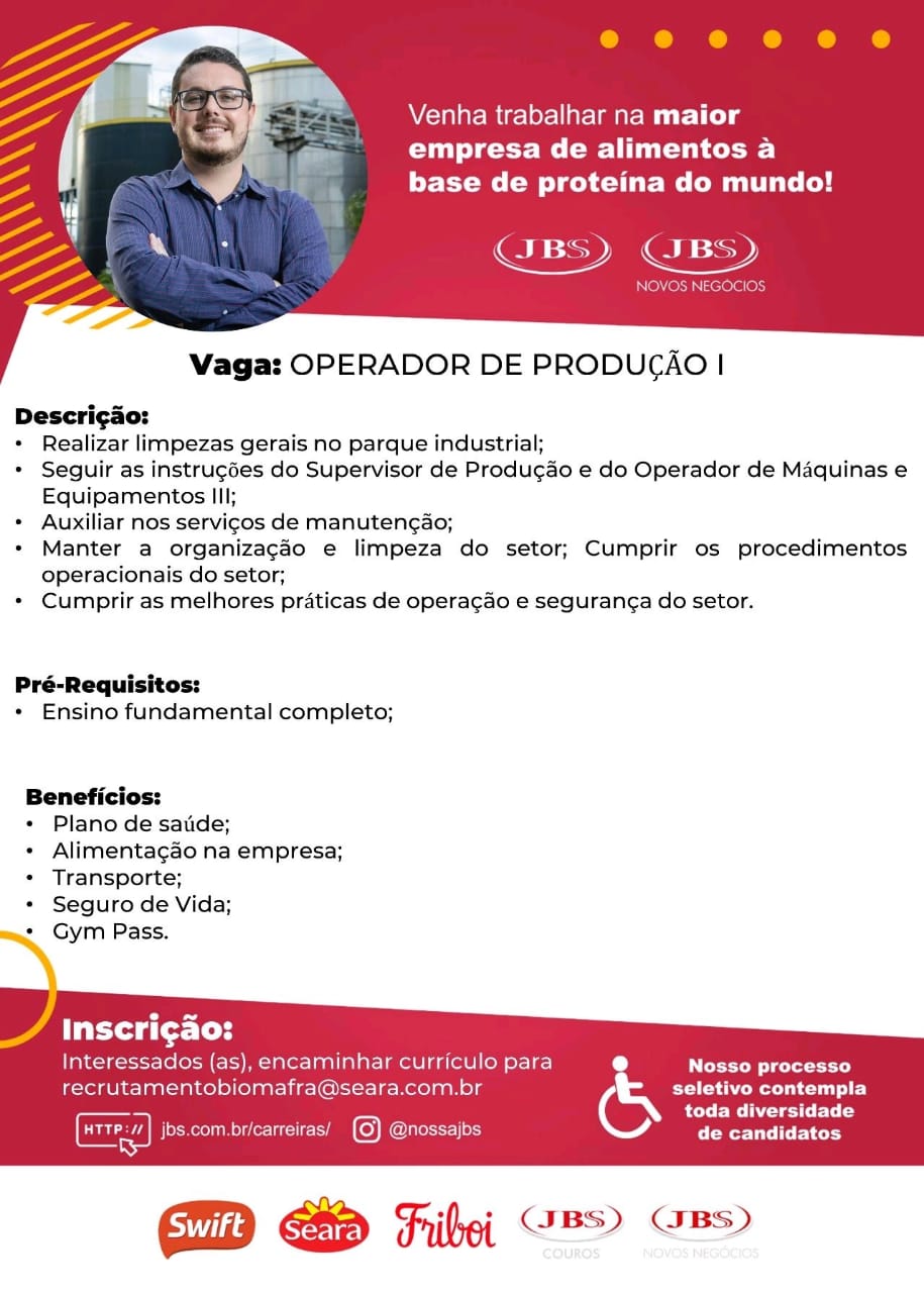 JBS Biodiesel de Mafra possui ótimas vagas de emprego (2)