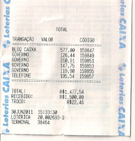 paguei o telefone e uns impostinhos...