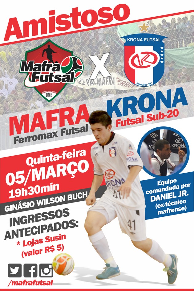 Concorra a ingressos para o amistoso entre Mafra Futsal e Krona