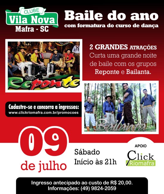 Baile com Grupo Reponte e Bailanta no Clube Vila Nova