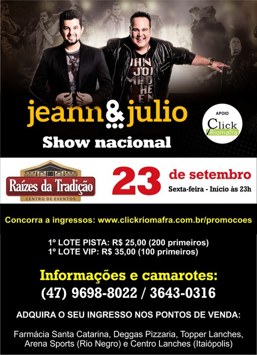 Show nacional com Jeann & Julio em Mafra
