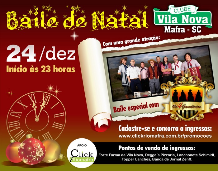 Baile de Natal com Os 4 Gaudérios no Clube Vila Nova