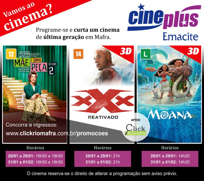 Em cartaz - Minha Mãe É Uma Peça 2, Triplo X e Moana