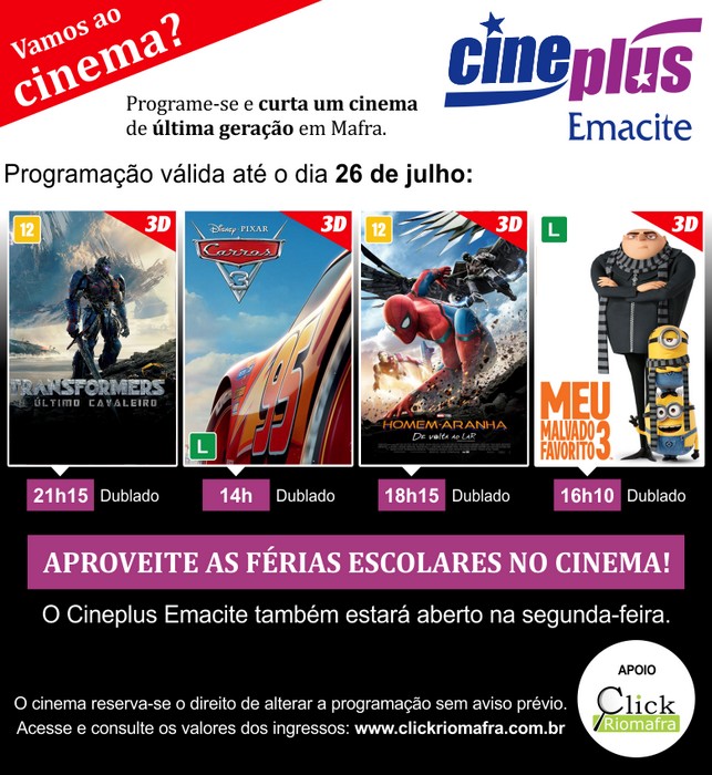 Transformers, Carros 3, Homem-Aranha e Meu Malvado Favorito 3 (18 jul 2017)