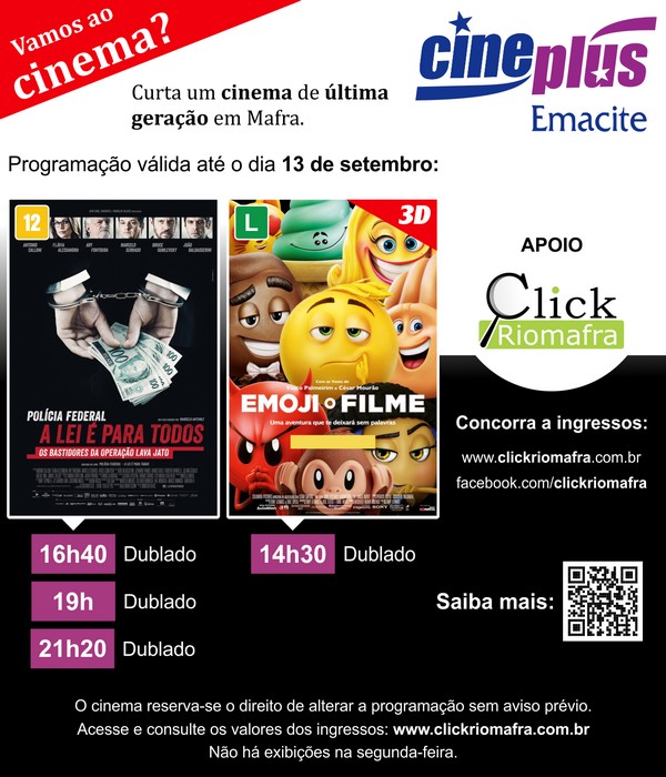 Polícia Federal – A Lei é para Todos e Emoji O Filme (06 set 2017)