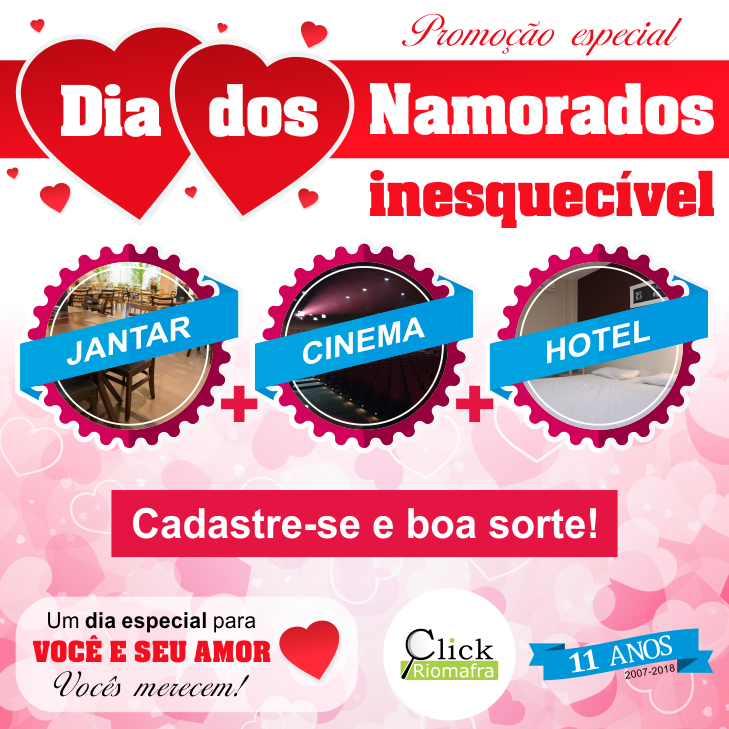 Dia dos Namorados inesquecível com jantar, cinema e hotel Click Riomafra