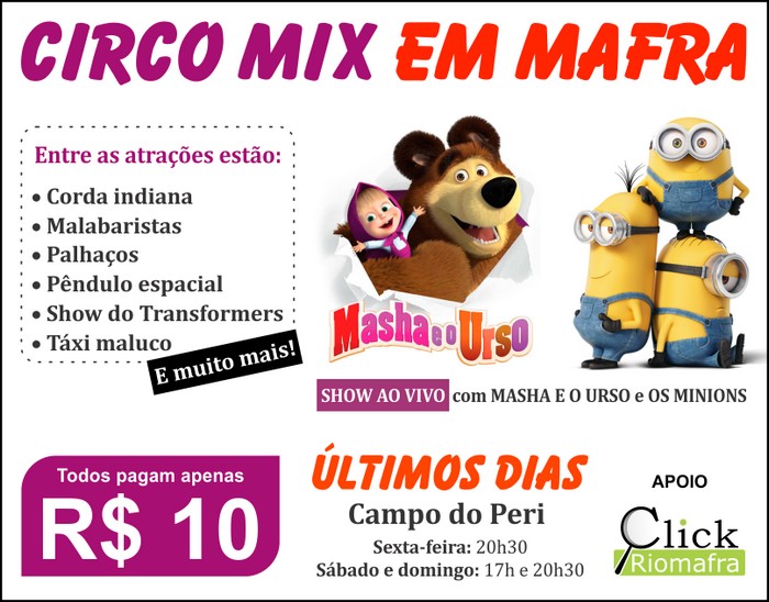 Sorteio de ingressos para o Circo Mix em Mafra
