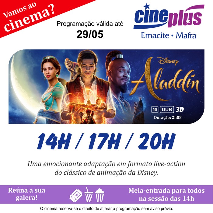 Sorteio de ingressos para assistir Aladdin