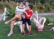 Mãe Janete Barbosa Ramos com os filhos Bruno e Caio.