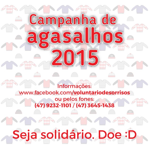 O grupo Voluntário de Sorrisos está realizando a campanha de arrecadação de roupas para doações