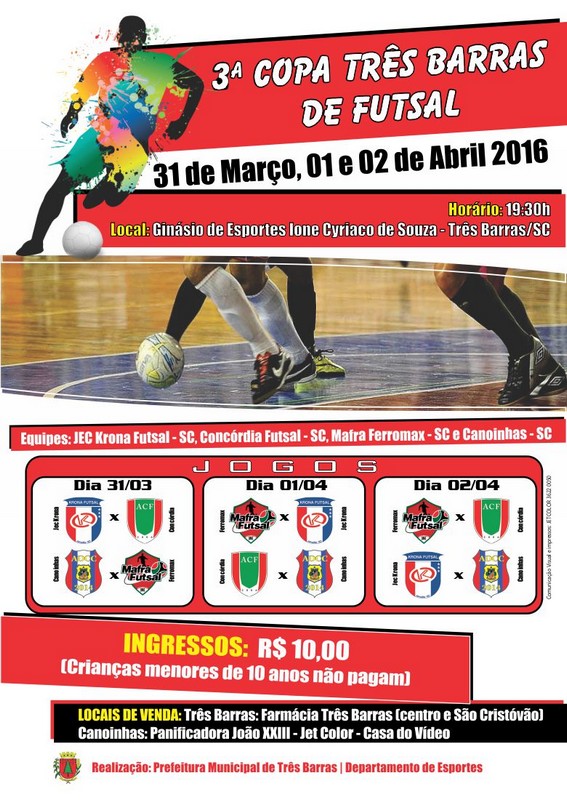 Ingressos para os três dias de competição da 3ª Copa Três Barras estão à venda nas Lojas Susin (1)