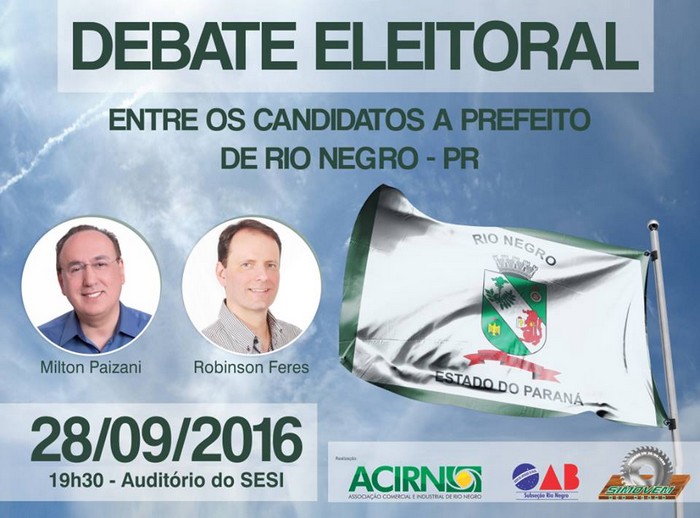 Hoje é a vez dos candidatos de Rio Negro se enfrentarem em debate