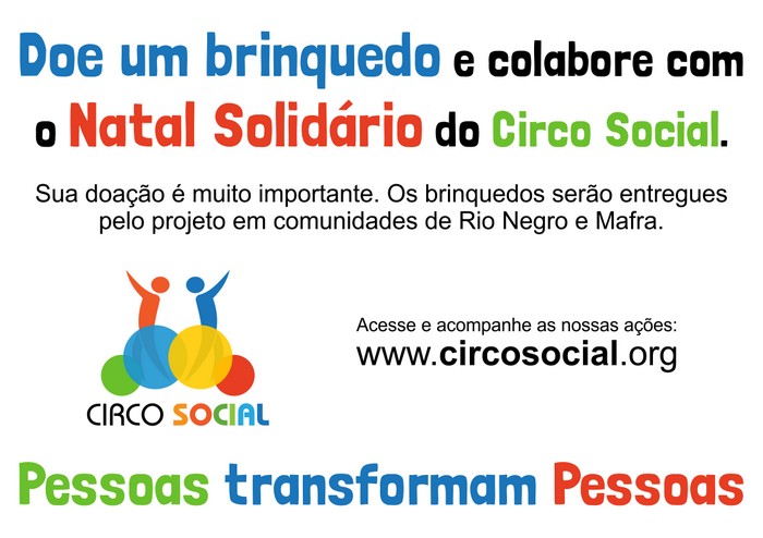 Doe um brinquedo e colabore com o Natal Solidário do projeto Circo Social