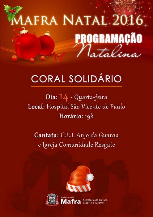 População riomafrense é convidada a prestigiar apresentação do Coral Solidário